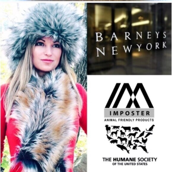 Imposter Vegan Faux Fur Neck Wrap Summer Fox Wrap Winter Lux Stole Collar Scarf - Picture 11 of 11